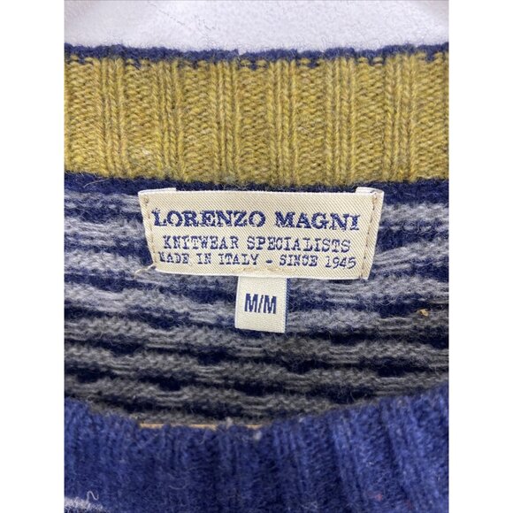 Lorenzo Magni Woman M Wool Blend Blue Pullover Knit Sweater Italy Textured - Picture 3 of 8